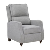 Gray Fabric Push Back Recliner Chair Solid Wood Transitional