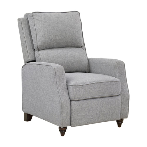 Gray Fabric Push Back Recliner Chair Solid Wood Transitional