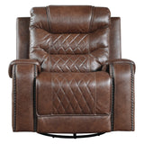 Brown Faux Leather Swivel Glider Recliner Chair