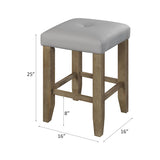 Counter Height Stool Set of 2, Gray Synthetic Leather, Oak Finish
