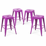 24" Counter Height Bar Stools Set of 4, Purple Metal
