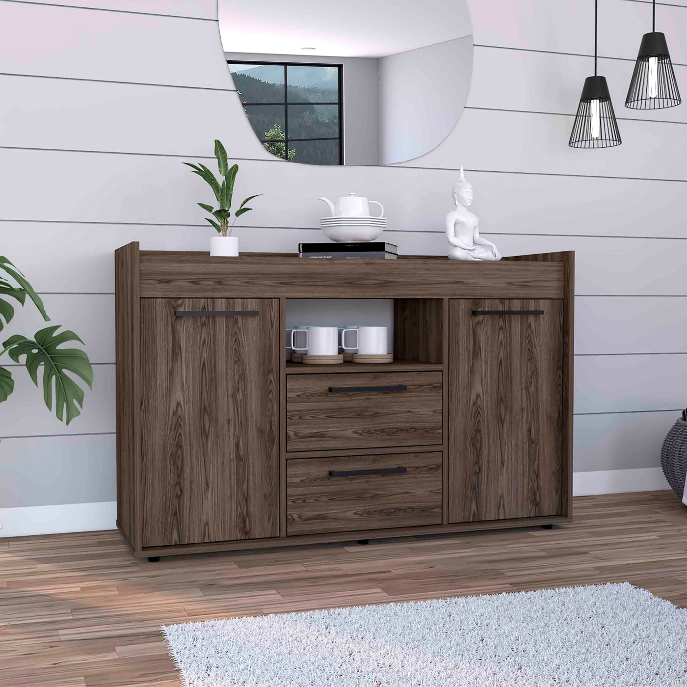 Lyon Sideboard, Two Drawers, Dark Walnut