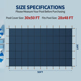 Swimming Pool Safety Cover, Fits 28x48ft Rectangular underground