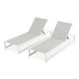 5-Level Adjustable 2-Piece Outdoor Chaise Lounge, Durable Aluminum Frame & Textilene Mesh, Perfect for Patio/Poolside