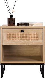 Birch Coastal Modern Side Table with Drawer Natural Wood