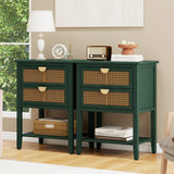 2 Drawer Side table, Naturel Rattan, End table, Suitable for bedroom