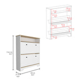 Shoe Rack - Light Oak & White - Two Extendable Shelves & Top