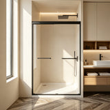Double Sliding Shower Door 44-48"W x 72"H Tempered Glass Black