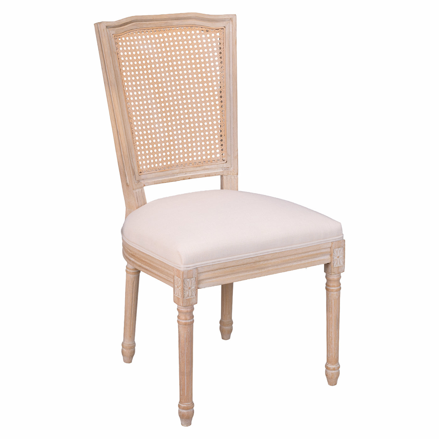 French Country Dining Chairs Set of 2, Upholstered Rattan