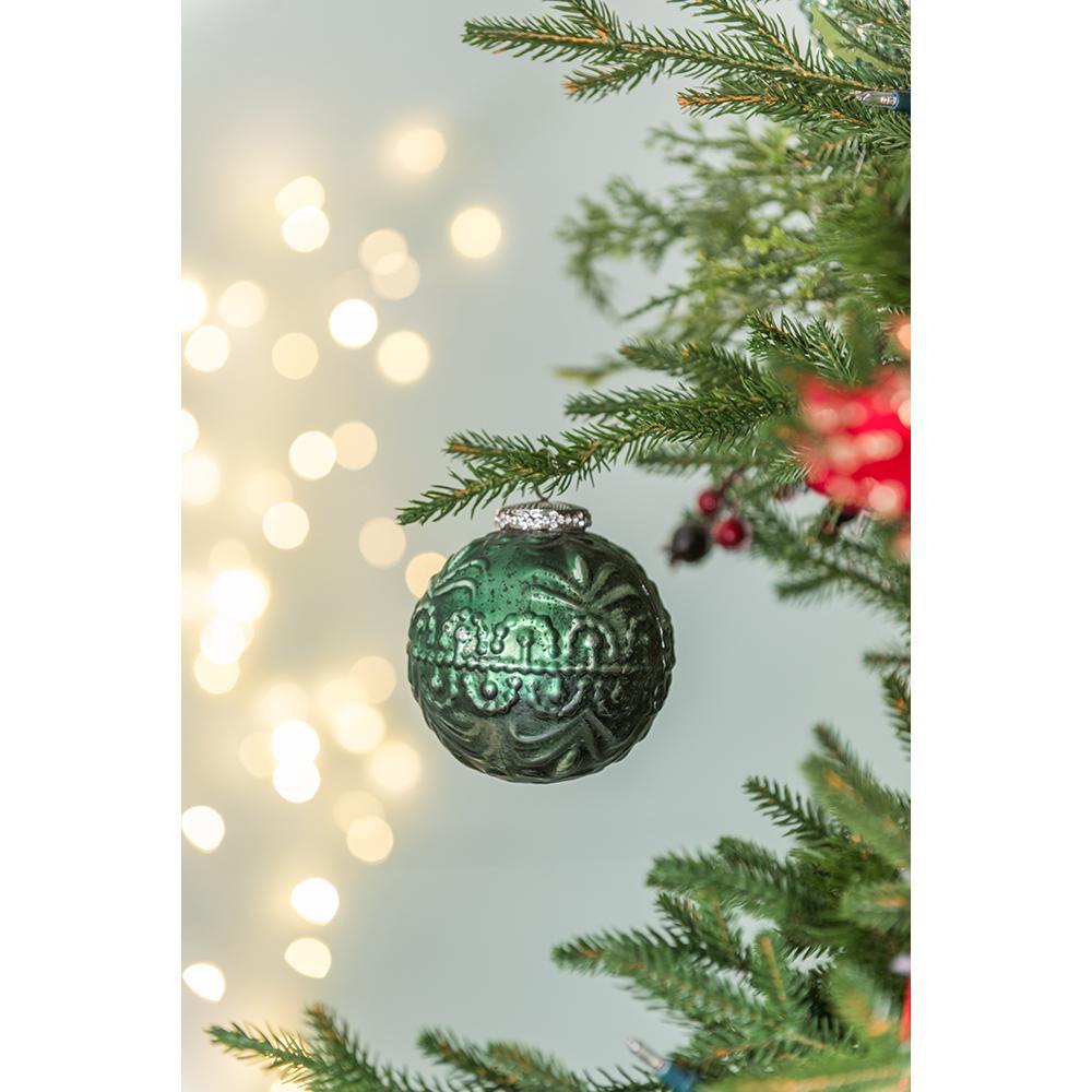 3.9" Glass Christmas Ball Ornaments, Set of 6 Holiday Decorations