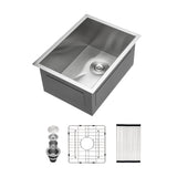 14" Undermount Single Bowl Stainless Steel Kitchen Sink 16 Gauge