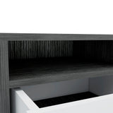 Nightstand with Two Drawers and Cabinet, Smokey Oak/White