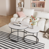 Round Wood Nesting Tables Set of 2 White