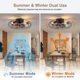 19-inch black wrought-iron cage-style ceiling fan light, featuring remote