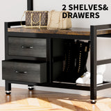 33.1" Wide Hall Tree with 2 Movable Drawers, Shoe Storage, Shelves