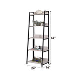 Leaning Ladder Bookshelf - 5 Shelves - Natural and Black - 24"W