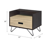 Accent Table - Industrial - Oak & Black - Drawer & Open Storage