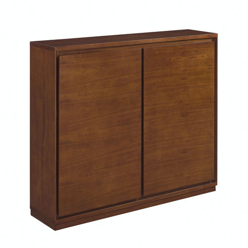 Walnut Sideboard Buffet Cabinet with Outlet Holes Storage