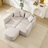 Sofa L-Shape Modular Velvet Beige 4-Seat Pocket Spring 118in