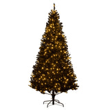 HOMCOM 7.5' Tall Prelit Christmas Tree Douglas Fir Artificial Christmas Tree wit