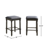 Swivel Counter Stools - Rubber Wood - Washed Gray - Set of 2