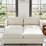 Chenille Loveseat with Storage Beige 68"