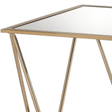 End Table - Mirrored Square Top - Champagne Gold Metal Base