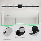 LED Vanity Light - 6-Light - Crystal Sand Acrylic Shades - Black - 43"
