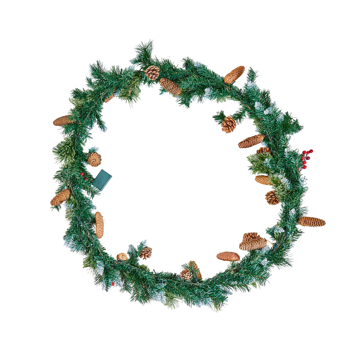 Christmas Garland, 9-Ft Artificial Christmas Garland with Light String, Faux Gre