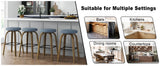 Set of 2 Fabric Bar Stool Swivel Blue