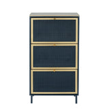 3 Metal Door Shoe Rack, Freestanding Modern Shoe Storage Cabinet, Metal rattan