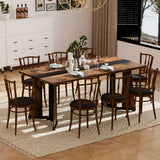 Rectangular Engineered Wood Dining Table Black/Rustic Brown 71"