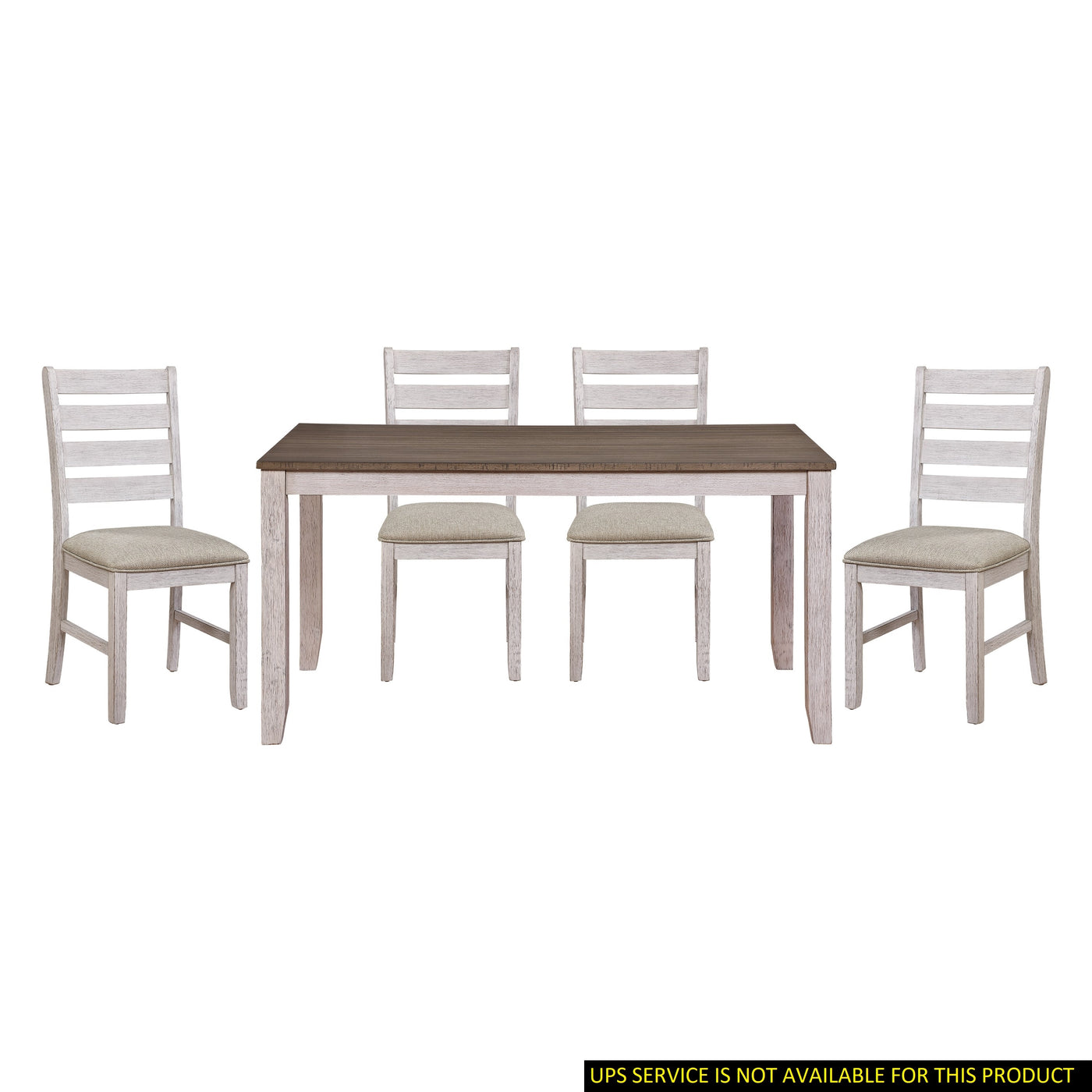 5pc Dining Set Rectangular Table 4 Side Chairs Brown White