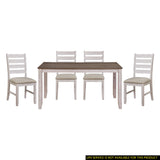 5pc Dining Set Rectangular Table 4 Side Chairs Brown White