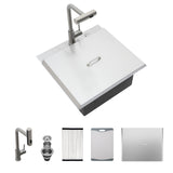 21 Inch Drop in Kitchen Sink with Pull-out Faucet and Sink Cover, Stainless Stee