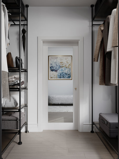 24' X 80'French Slab Door,1-Lite Mirror Solid Wood Slab Interior Doors Pre-Assembled for Pantry Laundry Closet Bathroom,White Primed Panel Door,w/o Hardware