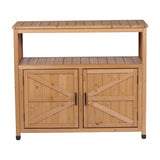 Wooden Patio Bar Table Set with Storage Light Brown