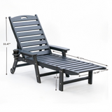 Outdoor Chaise Lounge Chair Plastic Adjustable Recline Gray 43"