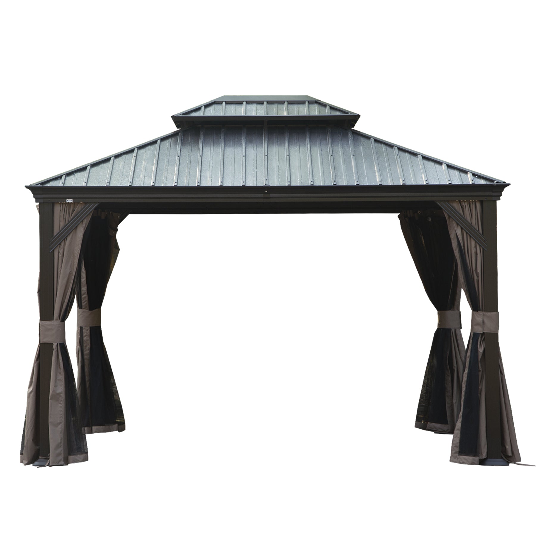 10x12 Hardtop Gazebo For Patio Garden Durable Drainage System Curtain Netting