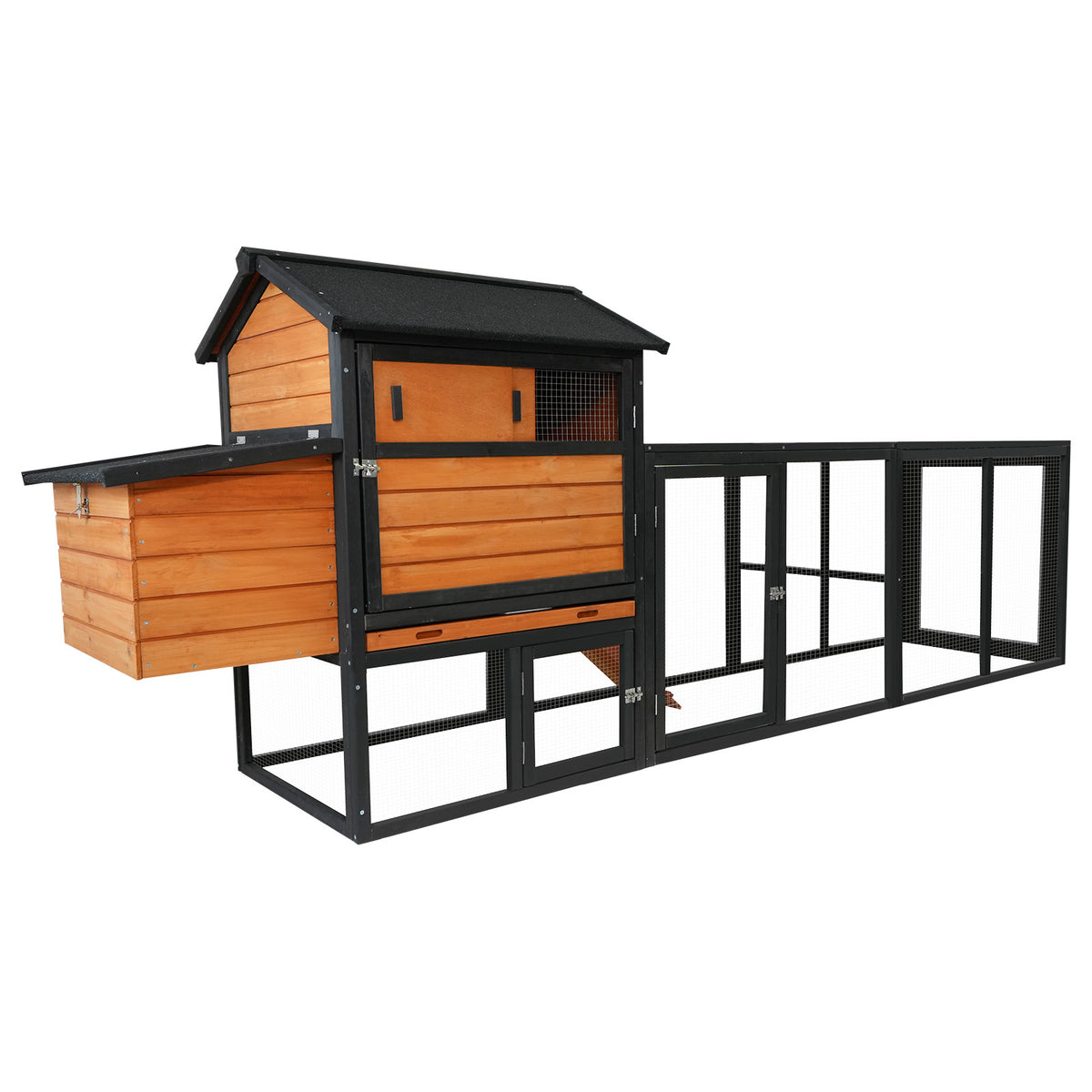 large main house, brown and black Wooden Chicken Coop