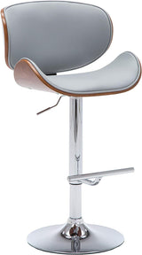 Modern Walnut Swivel Adjustable Height Bar Stool Gray