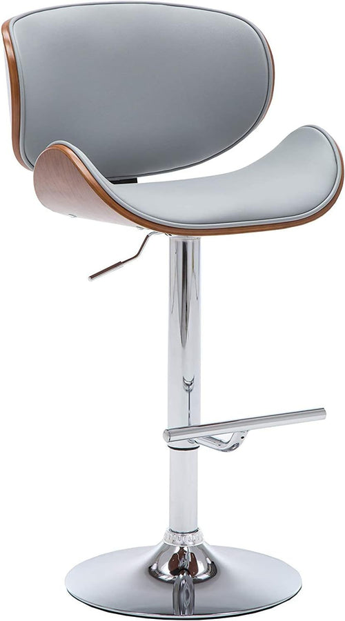 Modern Walnut Swivel Adjustable Height Bar Stool Gray