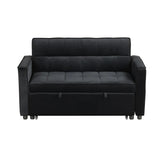 Velvet Convertible Sleeper Loveseat, Tufted, Side Pockets