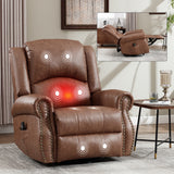 Yellow Heat Massage Manual Recliner Chair with Rocker Swivel