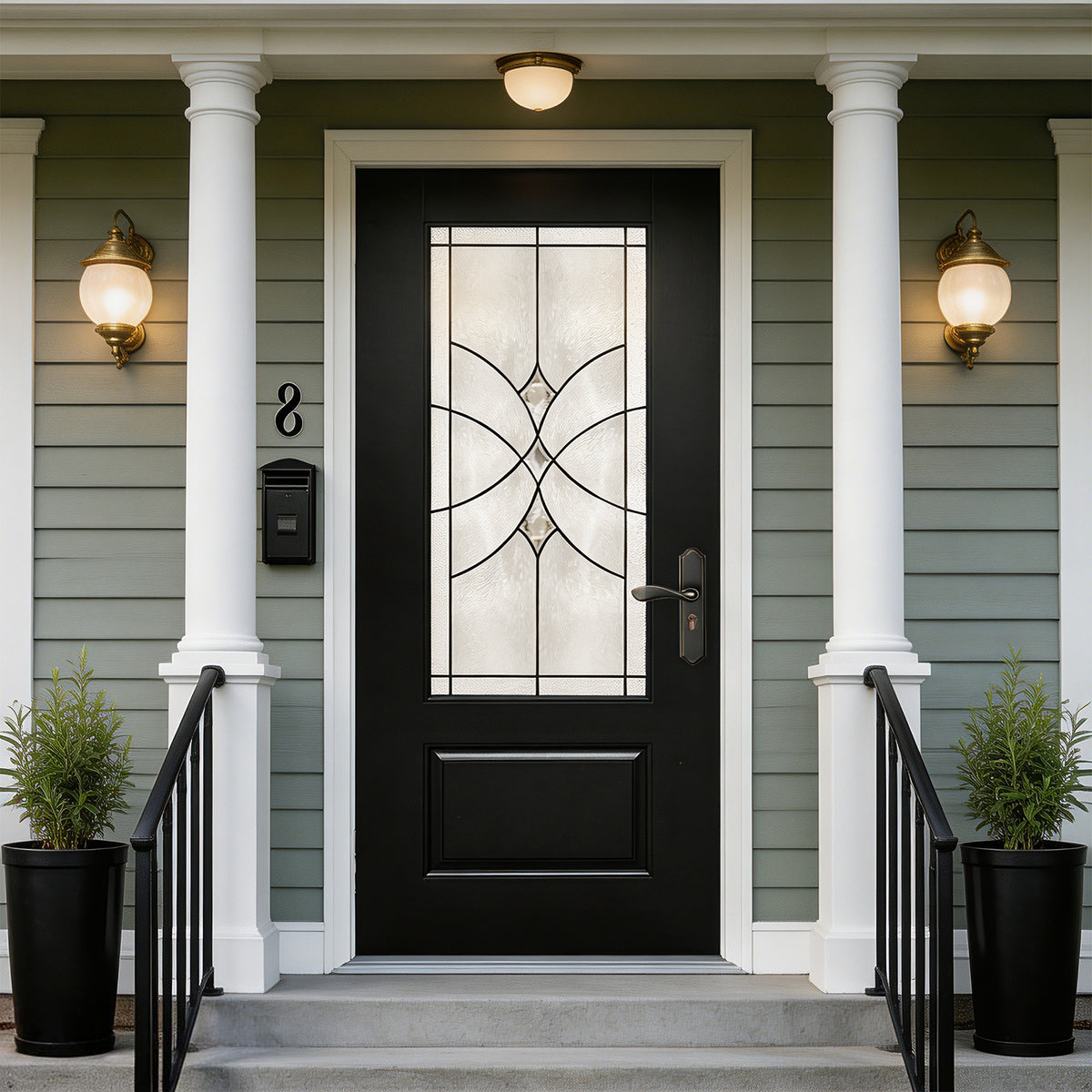 36"x80" Fiberglass Front Door with White 4-9/16" PVC Frame