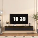 TV Stand Wall-Mounted Floating LED Black MDF 3 AC 2 USB Fits 65 In TV