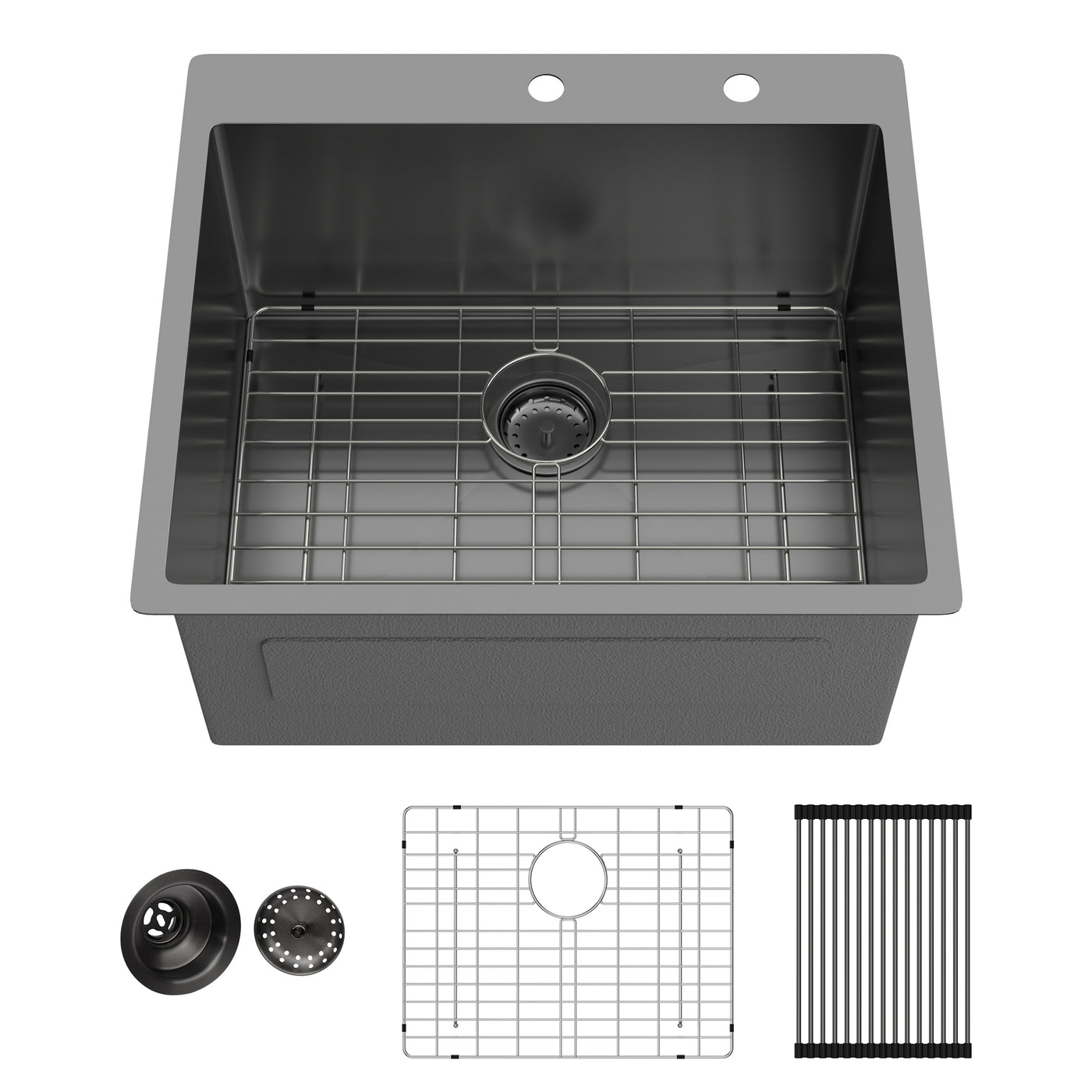 Gunmetal Black Stainless Steel Drop In Laundry Sink 25x22x12