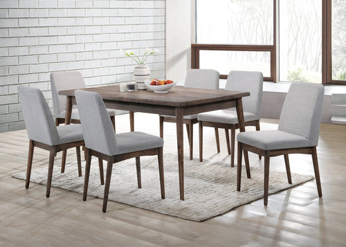 Modern 7-Piece Dining Set Ash Walnut Table 6 Chairs