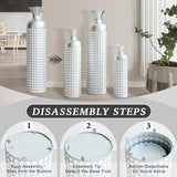 3 Pack Silver Metal Vase Set, Nested Semi-Handcrafted Embossed Vases