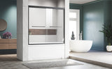 Sliding Glass Tub Door 56-60 in. W x 57 in. H, Matte Black Semi Frameless Dou
